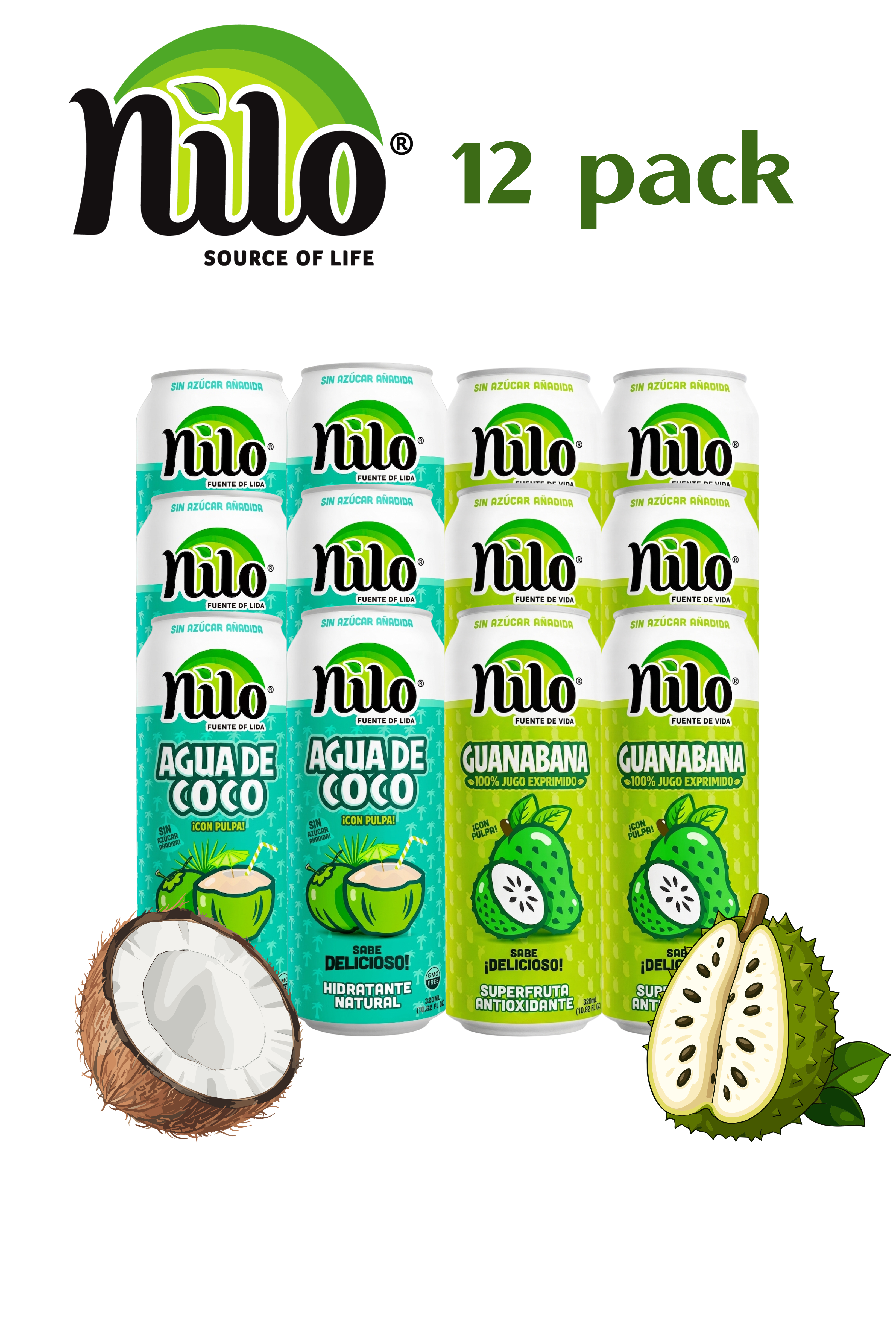 Nilo Mix tropical- Refrescante de Coco&Guanábana · Con Pulpa · Pack 12 latas 320ml