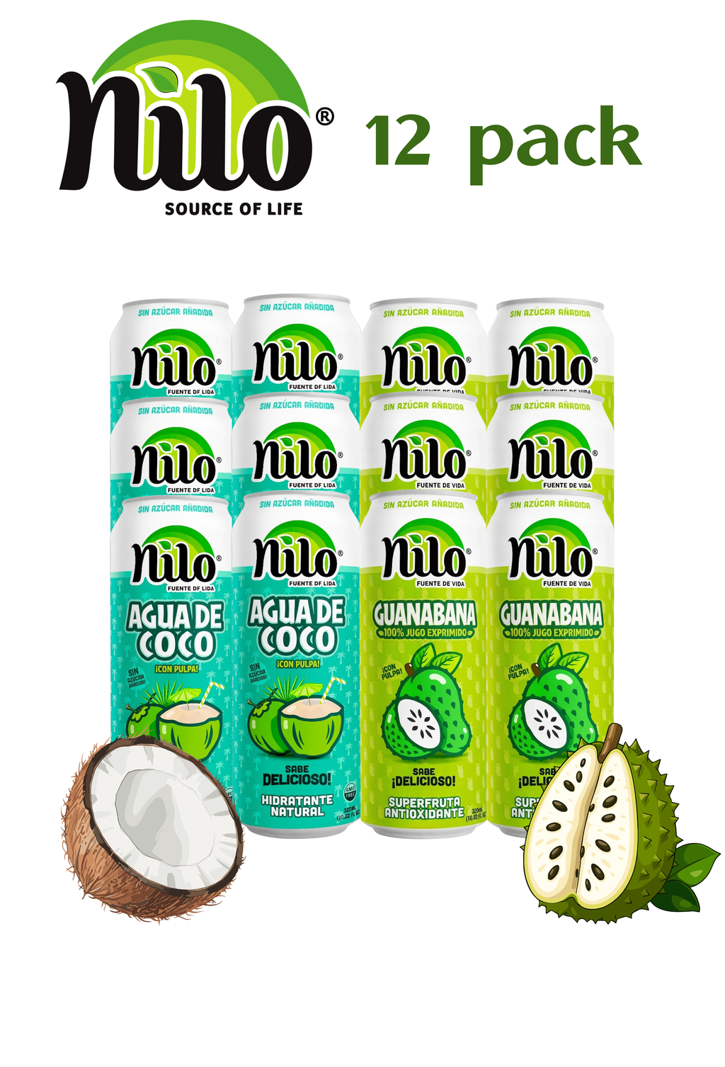 Nilo Mix tropical- Refrescante de Coco&Guanábana · Con Pulpa · Pack 12 latas 320ml
