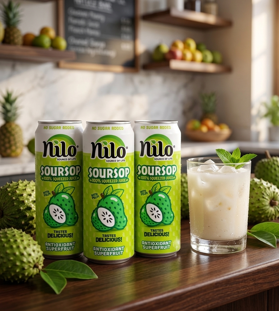 Nilo Guanábana · 100% Jugo Natural · Pack 12 latas 320ml